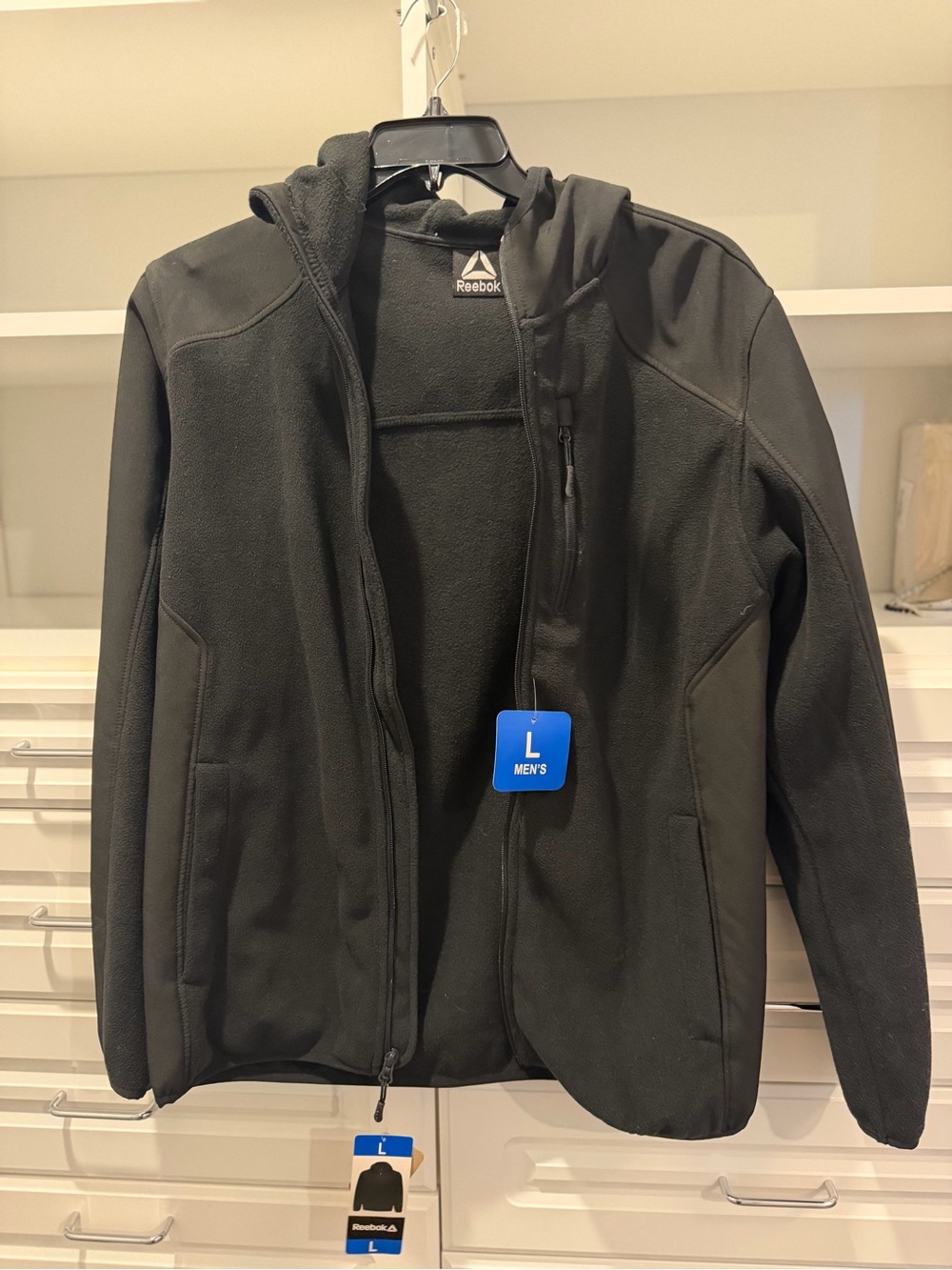 Reebok Men's Black Hooded Fleece Jacket
